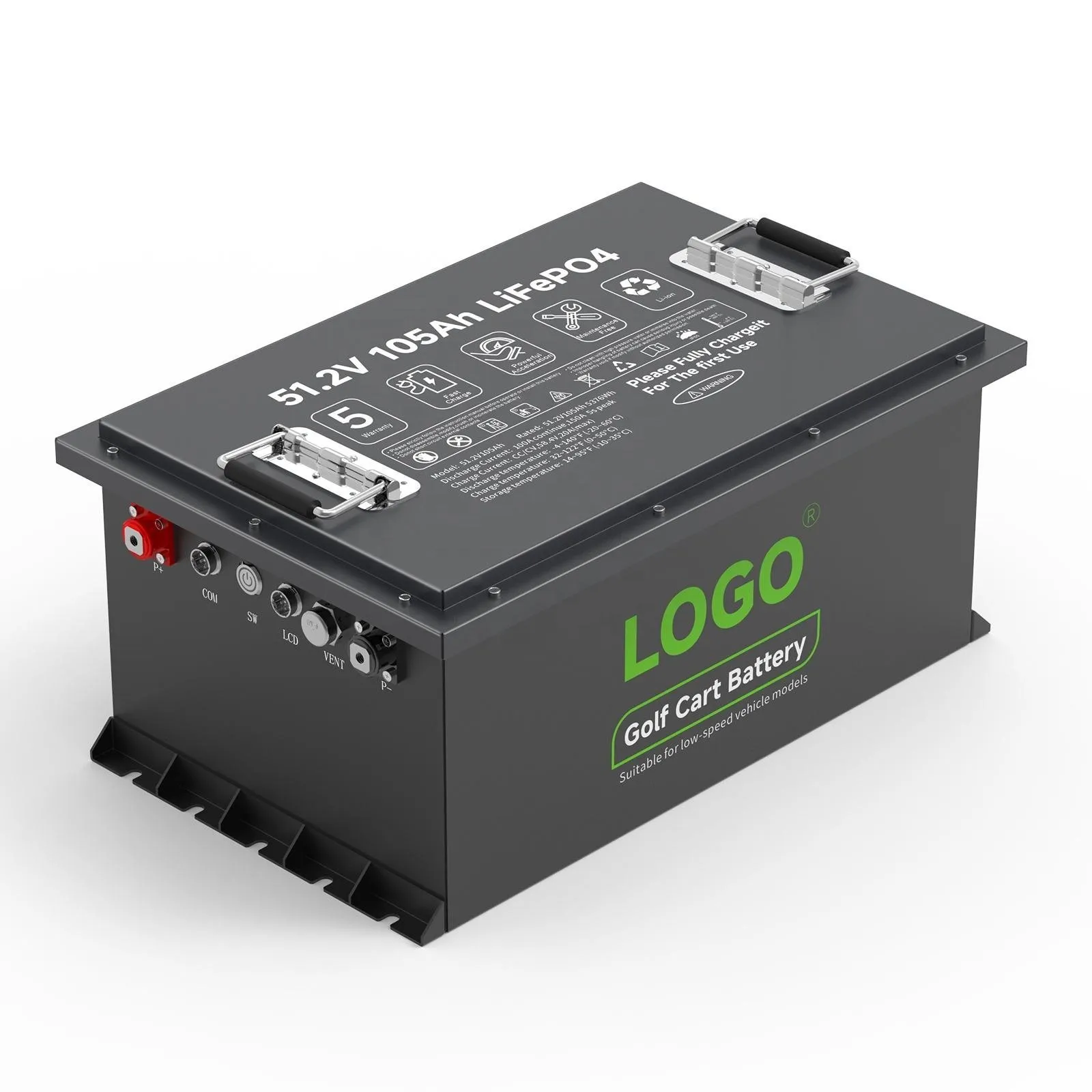 SSLBATT custom LiFePO4 battery pack 12 V to 48 V with pre-configured BMS supporting CAN and RS485