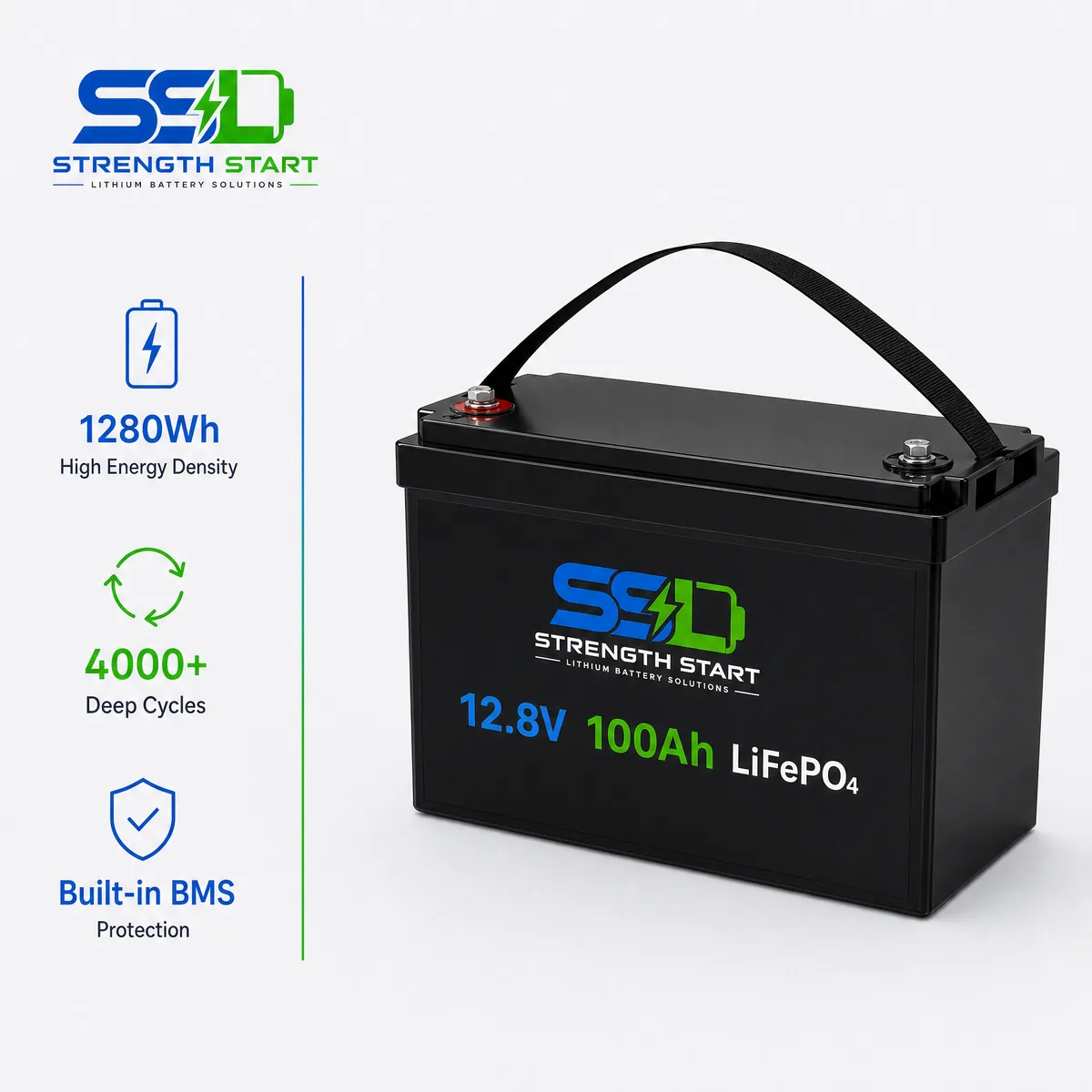 12 V LiFePO4 battery pack product visual