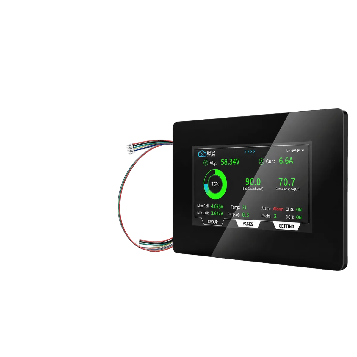 SSLBATT LCD display screen for LiFePO4 BMS battery monitoring